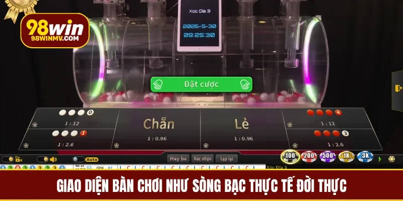 Giao diện bàn chơi như sòng bạc thực tế đời thực
