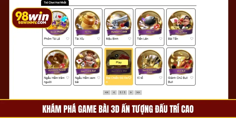 Khám phá game bài 3D ấn tượng đấu trí cao