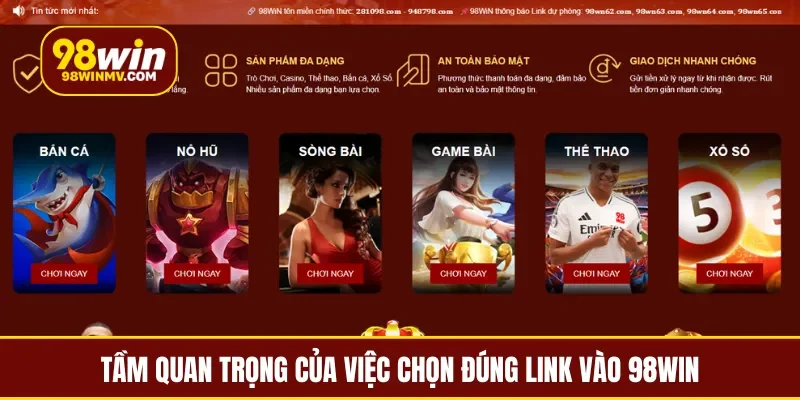 Tầm quan trọng của việc chọn đúng link vào 98win