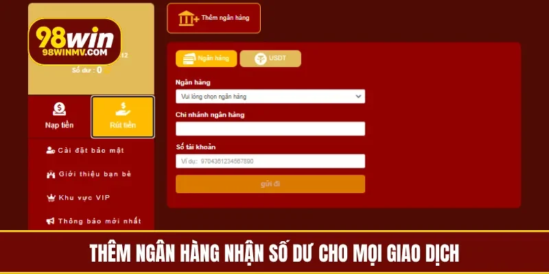 Thêm ngân hàng nhận số dư cho mọi giao dịch